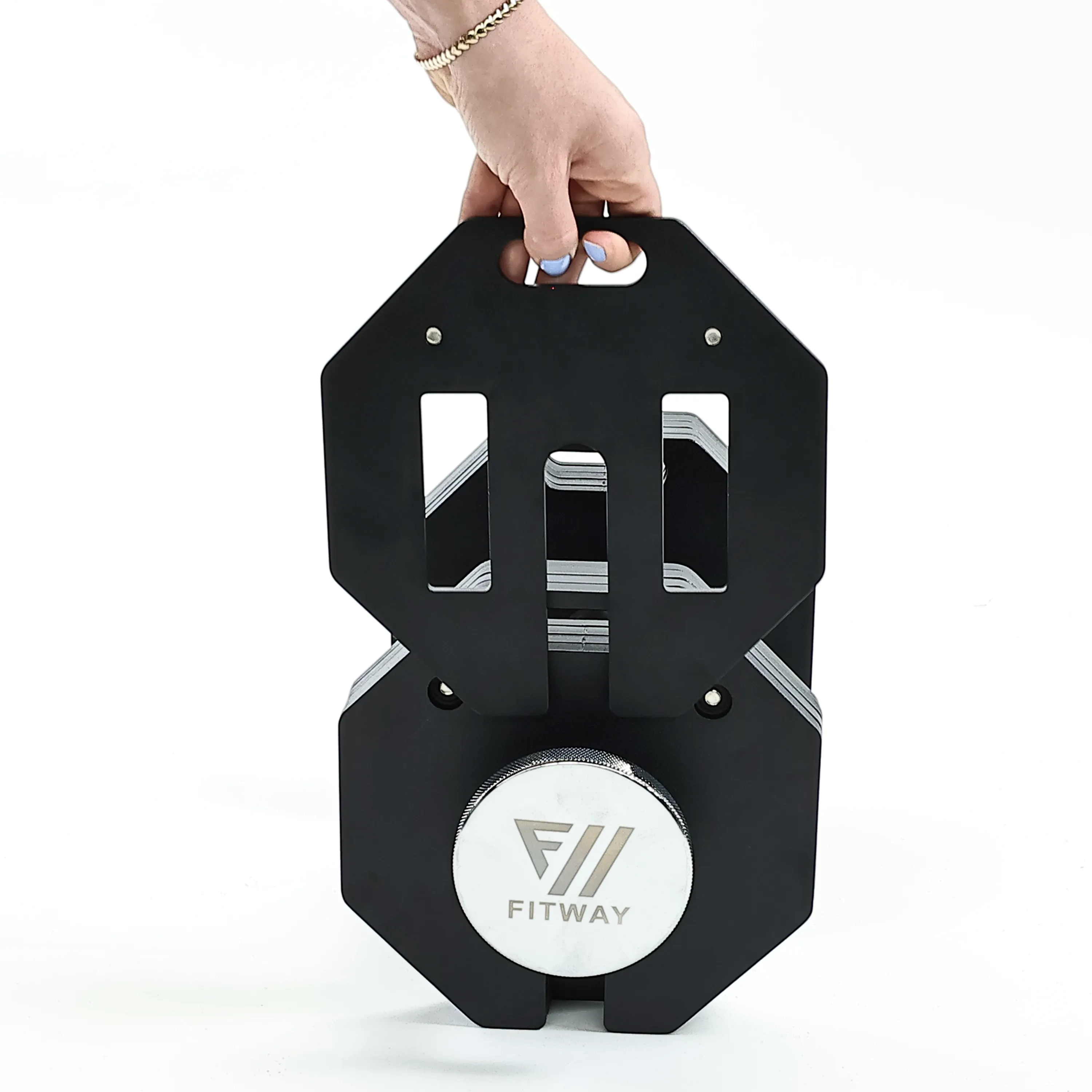 FITWAY 80lb Adjustable Dumbbell Pair, Yoga strap with buckle