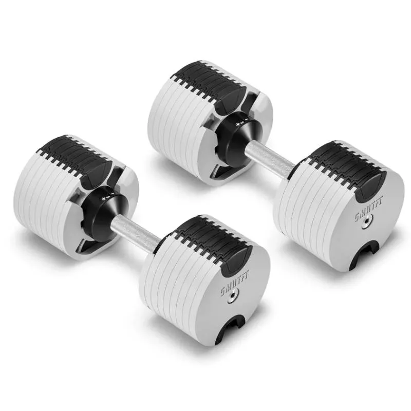 SMRTFT Nobells - 5-80lb Adjustable Dumbbell Pair - Ash, Exercise Rings, New Year workout sale, Plyometric Platforms