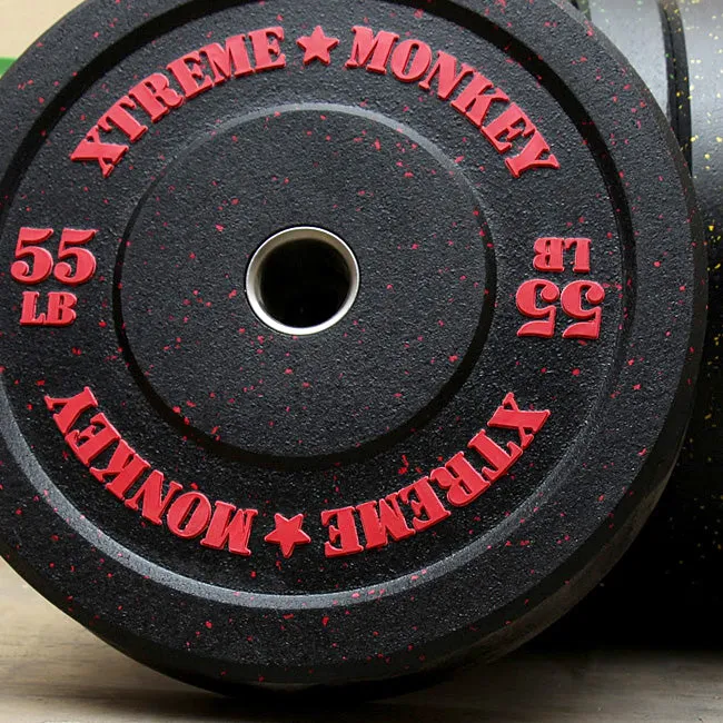 XM FITNESS 55lbs Crumb Rubber Bumper Plate, Adjustable bench for home gym, Weight Plate,Bars,Collars