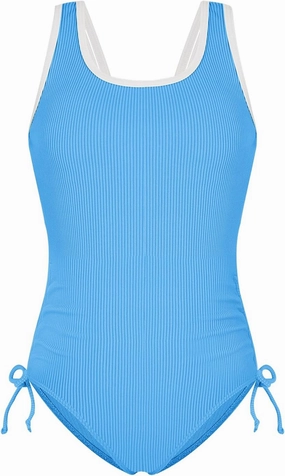 Weixinbuy Girls Swimsuit Ribbed Bathing Suit for Girls Adjustable Strap Color Block Summer Beach One Piece Swimsuit