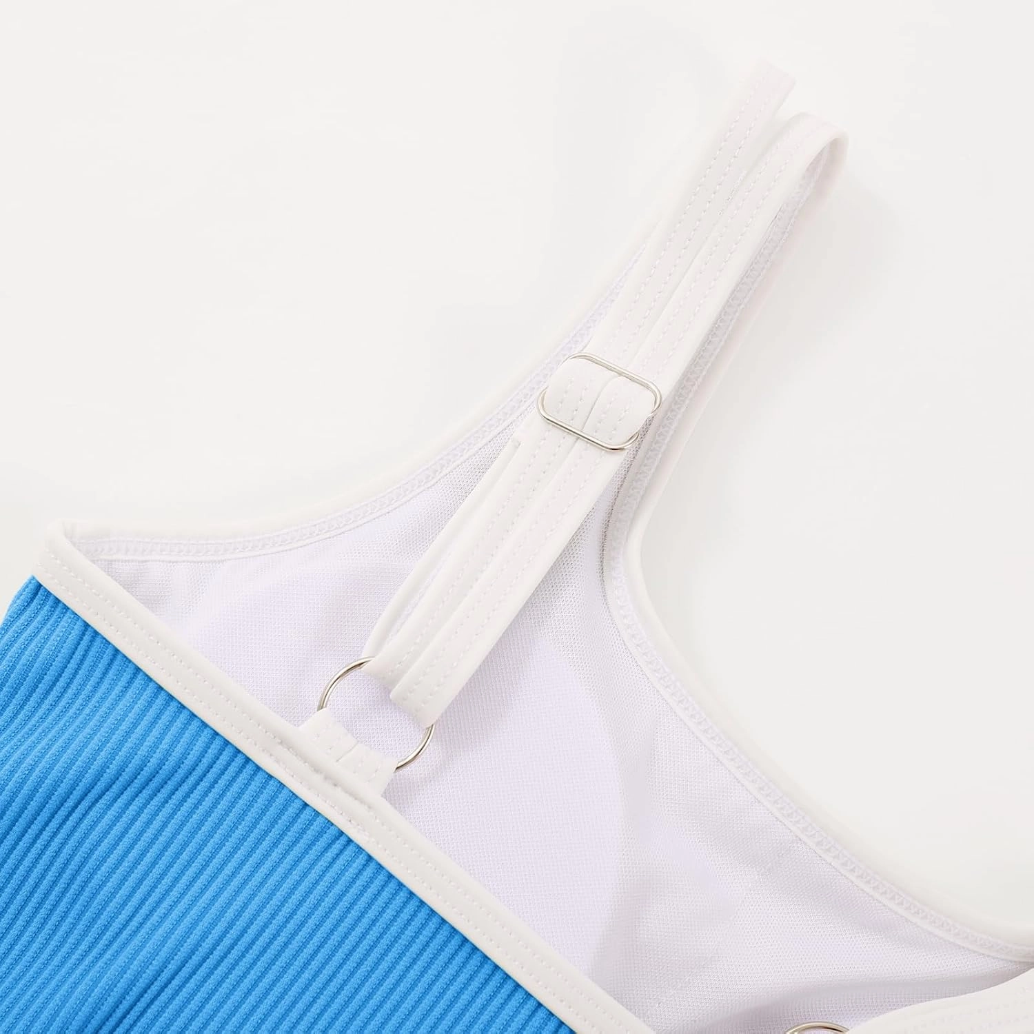 Weixinbuy Girls Swimsuit Ribbed Bathing Suit for Girls Adjustable Strap Color Block Summer Beach One Piece Swimsuit