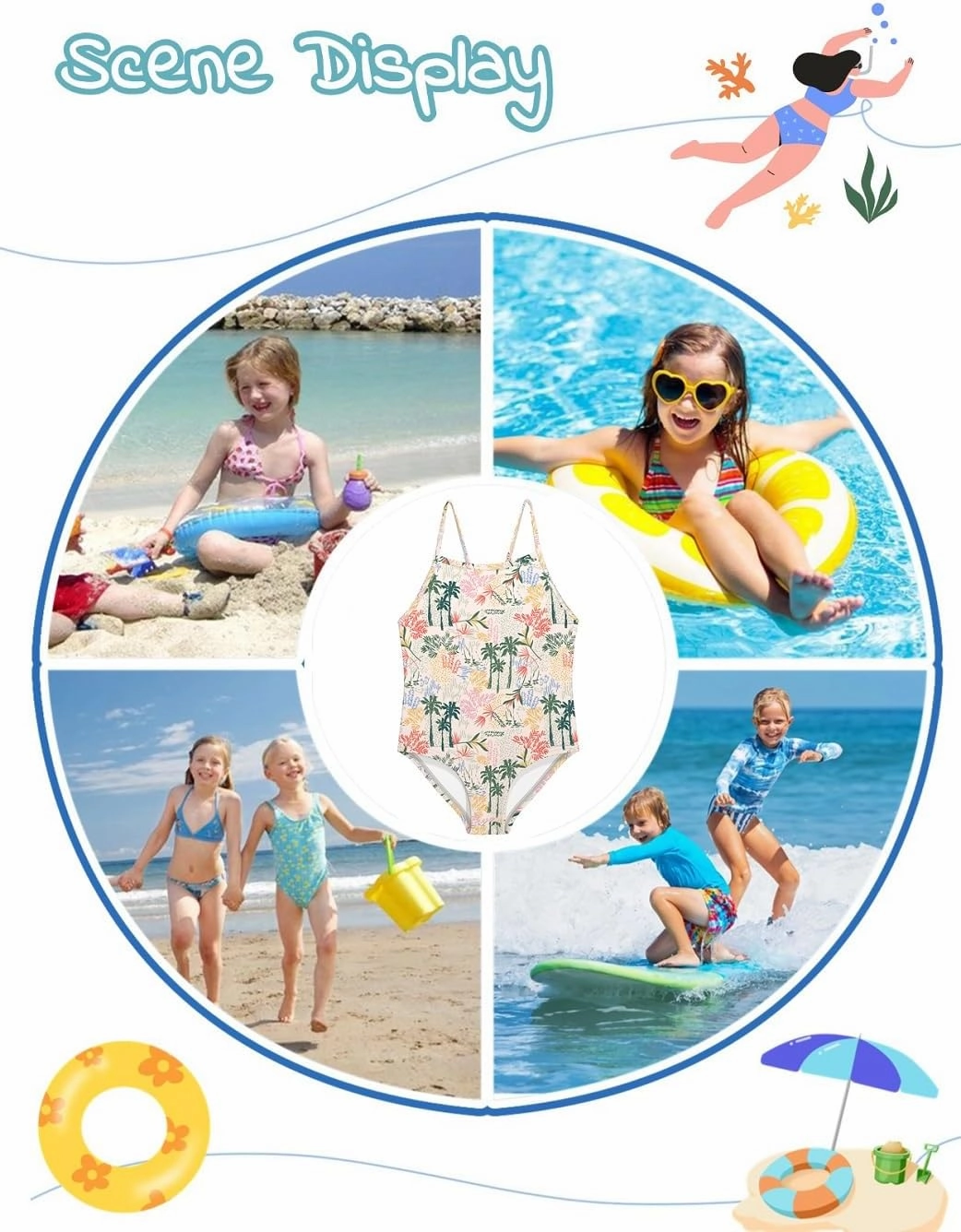 weVSwe Baby Girl Swimsuit One Piece Swimsuit Cute Toddler Girls Sleeveless Bikini Kids 2-10 Years
