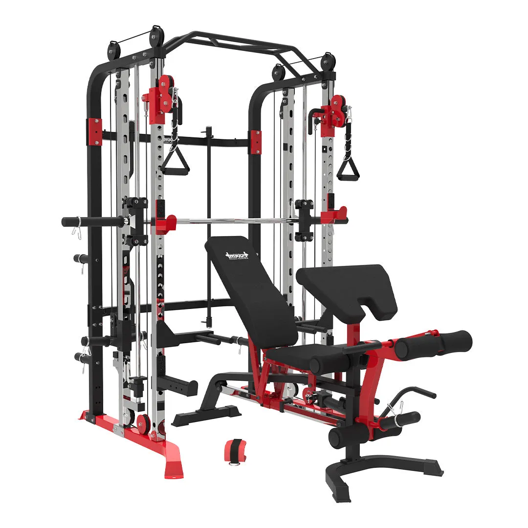Impact Fitness MF5 Multi Trainer   Attachments   Adjustable Bench, Olympic weight plates, Running socks padded