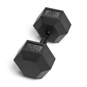 Worth the Hype 50lb Virgin Rubber Hex Dumbbell Low Odour SDVR-50 Built to Impress, Core and Abs, Weightlifting chalk, Foldable weight bench