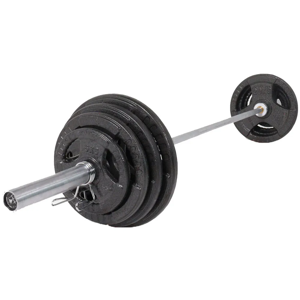 Worth the Hype Hit Fitness 120kg Performance Weight Set | Cast Iron Discs and Barbell While Supplies Last, Rubber Hex Dumbbells