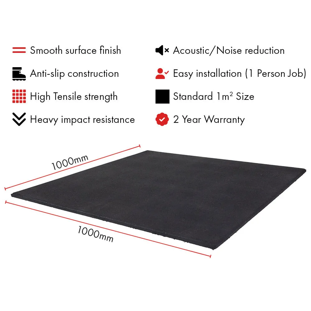 Hit Fitness Rubber Tile Black | 1mx1mx15mm | SML Granule, Exercise equipment for bad knees, Foldable weight bench, Onboard Functions