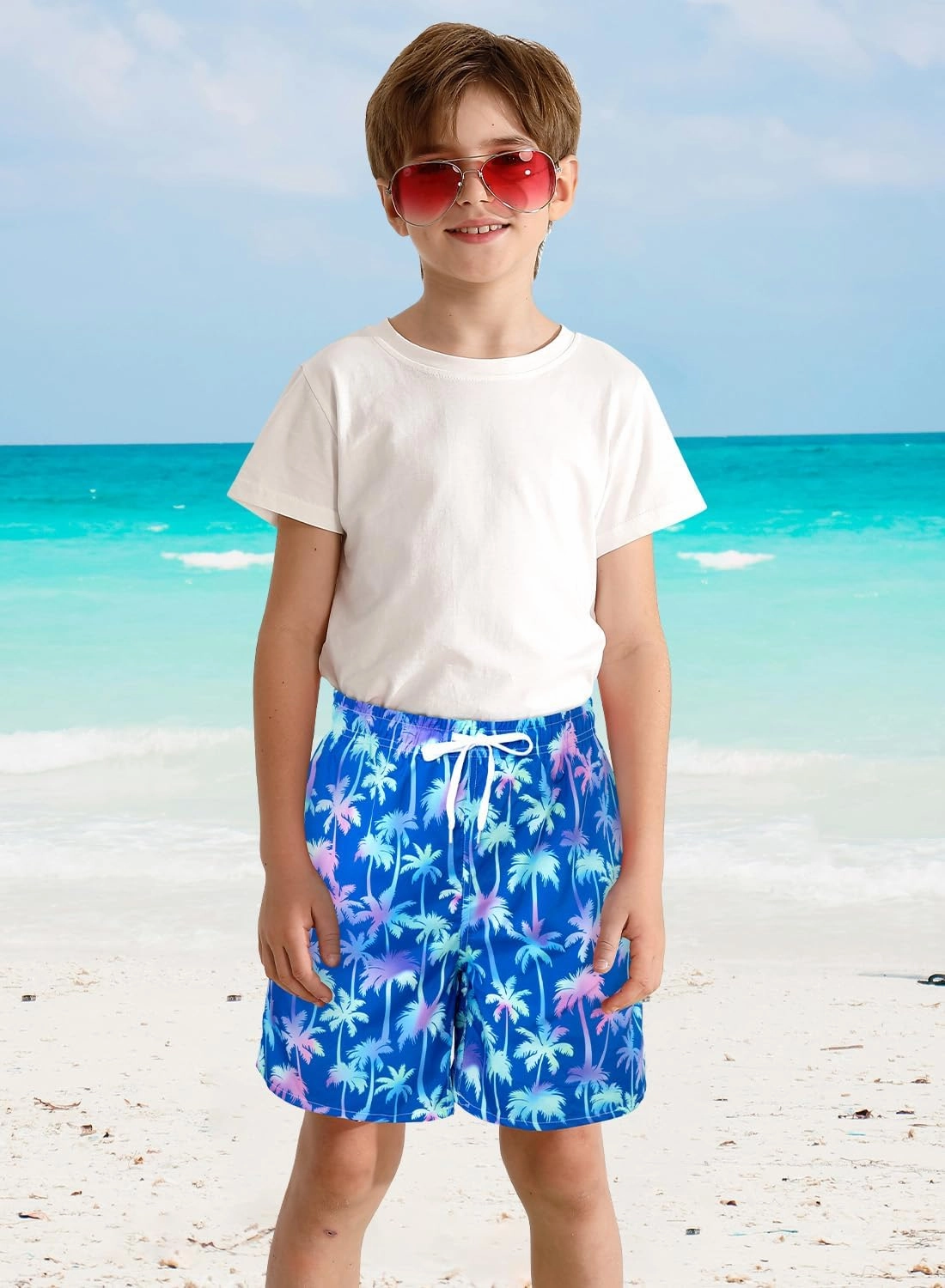 XiaoMoSha Boys Swim Trunks with Compression Liner Teen Kids Swim Shorts Quick Dry Toddler Beach Swimsuit 4-16 Years