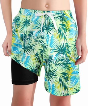 XiaoMoSha Boys Swim Trunks with Compression Liner Teen Kids Swim Shorts Quick Dry Toddler Beach Swimsuit 4-16 Years