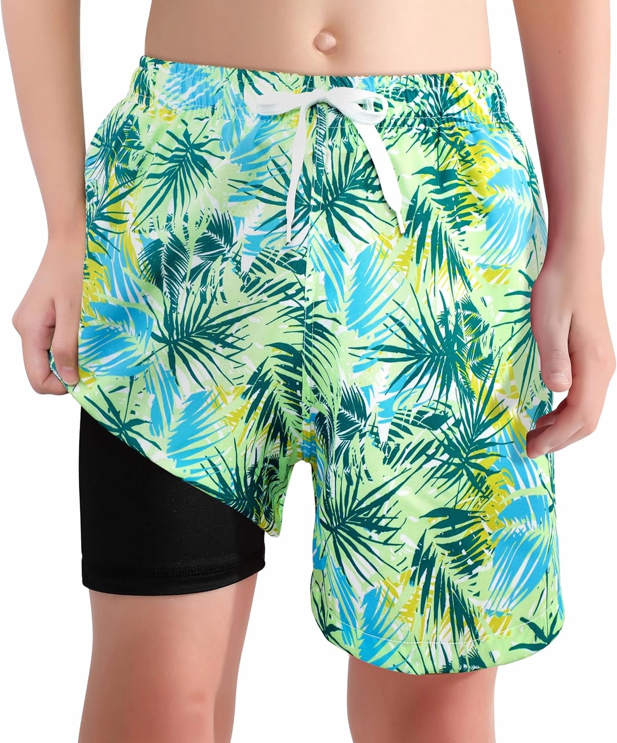 XiaoMoSha Boys Swim Trunks with Compression Liner Teen Kids Swim Shorts Quick Dry Toddler Beach Swimsuit 4-16 Years