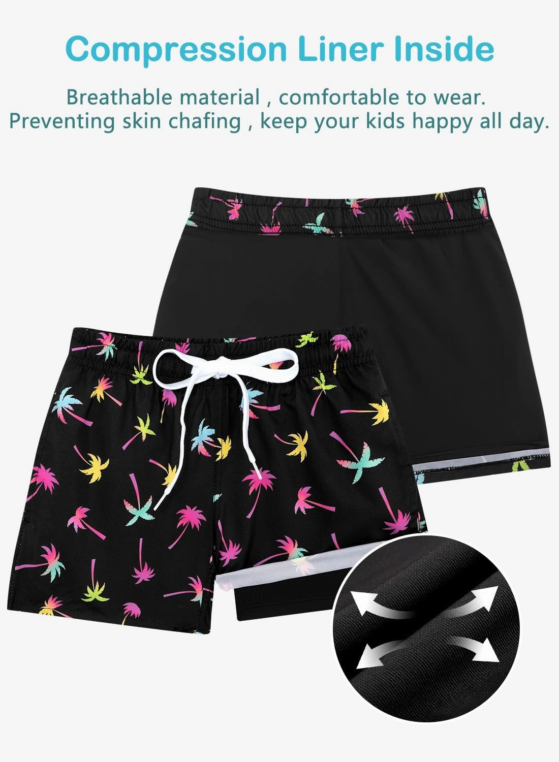 XiaoMoSha Boys Swim Trunks with Compression Liner Teen Kids Swim Shorts Quick Dry Toddler Beach Swimsuit 4-16 Years