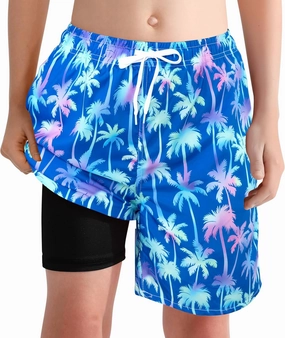 XiaoMoSha Boys Swim Trunks with Compression Liner Teen Kids Swim Shorts Quick Dry Toddler Beach Swimsuit 4-16 Years