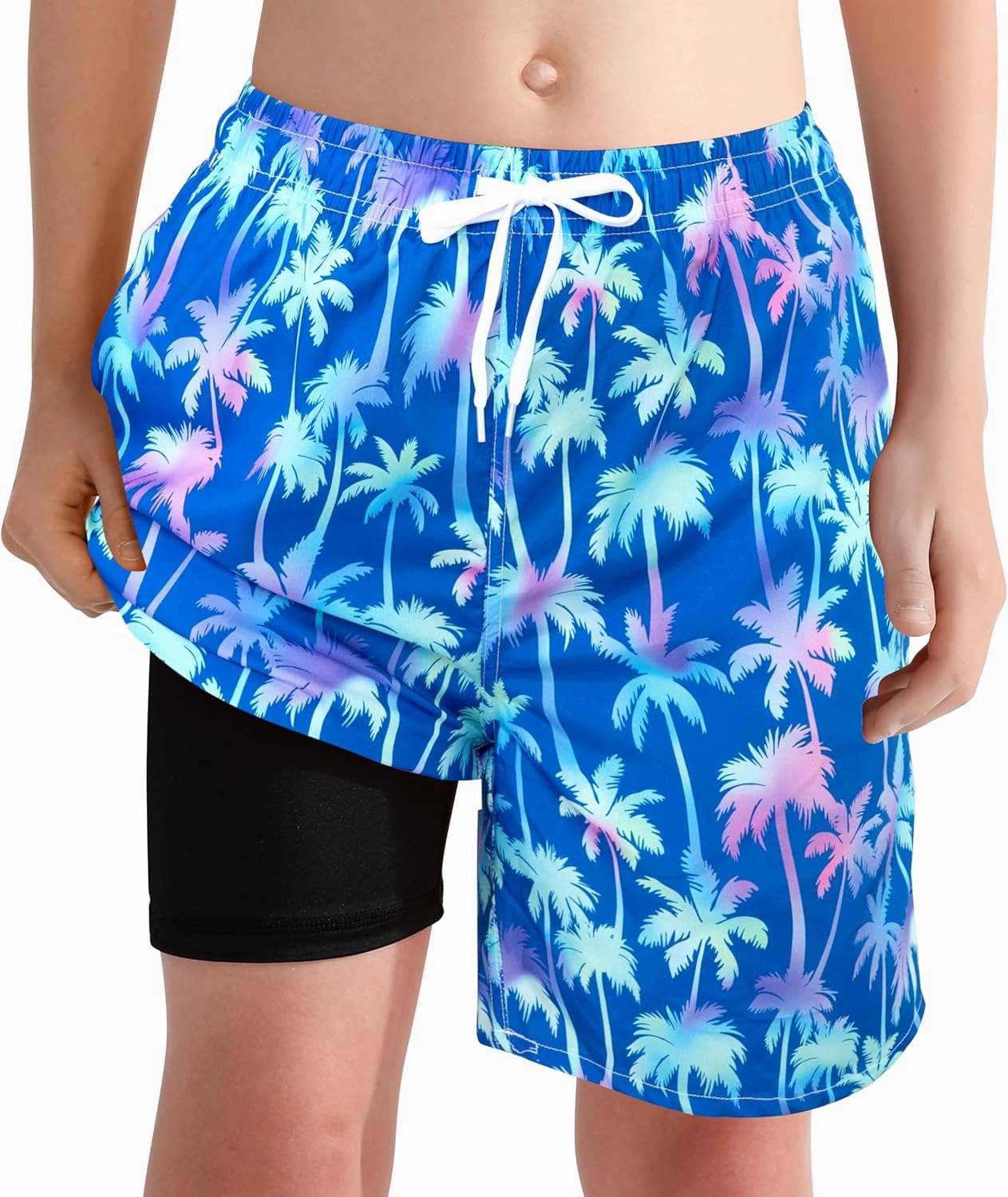 XiaoMoSha Boys Swim Trunks with Compression Liner Teen Kids Swim Shorts Quick Dry Toddler Beach Swimsuit 4-16 Years