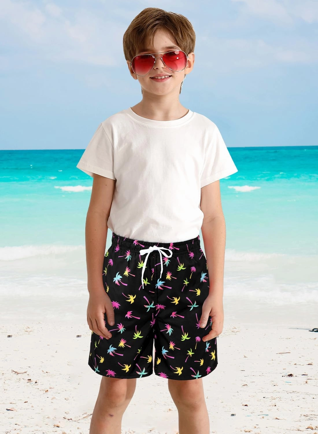 XiaoMoSha Boys Swim Trunks with Compression Liner Teen Kids Swim Shorts Quick Dry Toddler Beach Swimsuit 4-16 Years