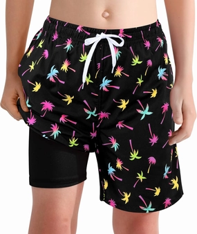 XiaoMoSha Boys Swim Trunks with Compression Liner Teen Kids Swim Shorts Quick Dry Toddler Beach Swimsuit 4-16 Years