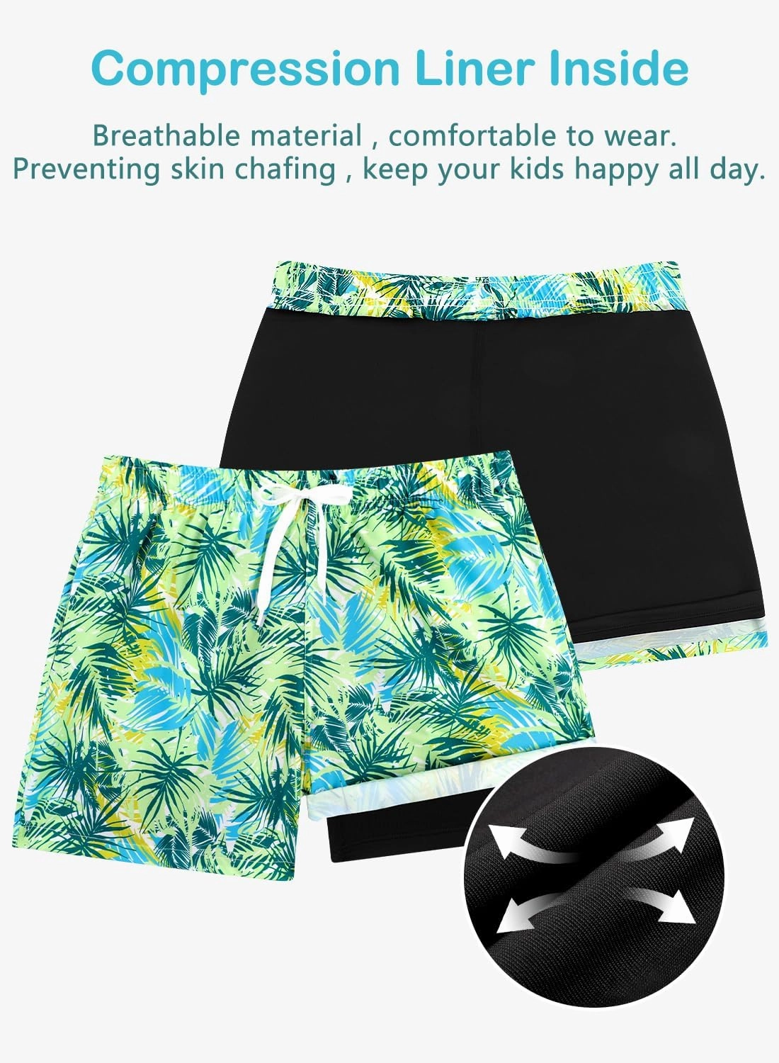 XiaoMoSha Boys Swim Trunks with Compression Liner Teen Kids Swim Shorts Quick Dry Toddler Beach Swimsuit 4-16 Years