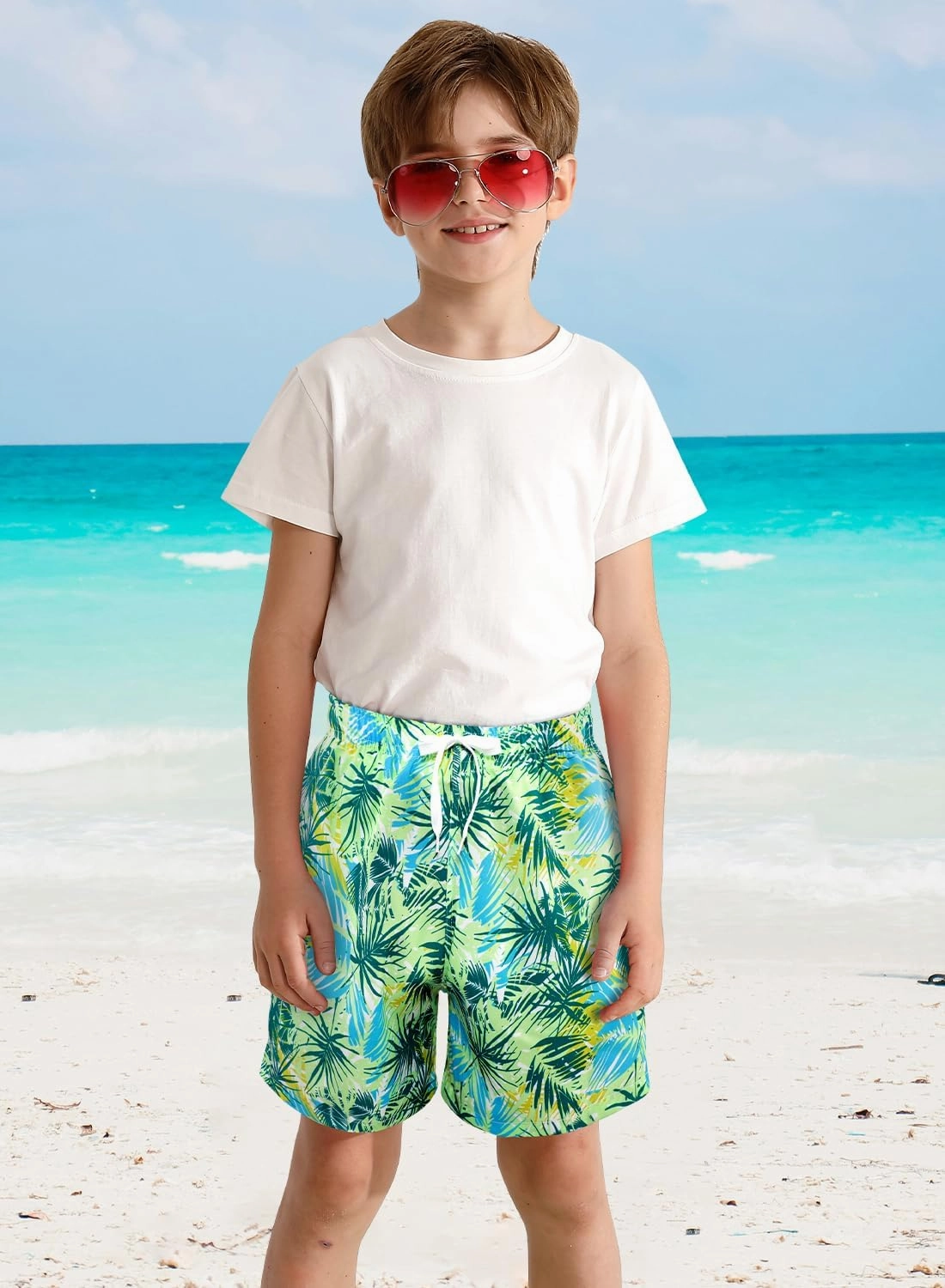 XiaoMoSha Boys Swim Trunks with Compression Liner Teen Kids Swim Shorts Quick Dry Toddler Beach Swimsuit 4-16 Years