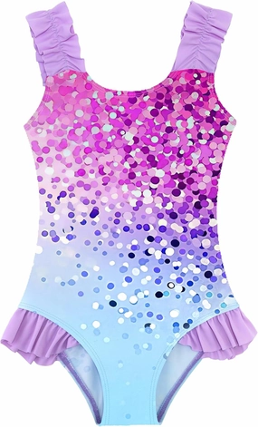 XiaoMoSha Girls One Piece Swimsuit Ruffled Straps Bathing Suits Summer Swim Suit Quick Dry Beach Swimwear for Kids 3-10 Years