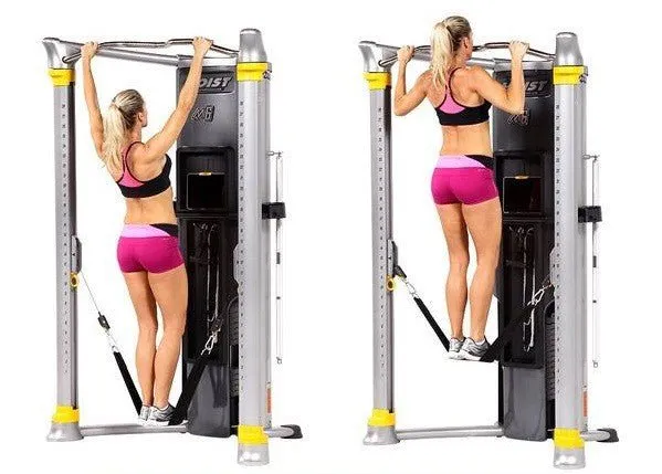 Chin-Up Assist Functional Trainer Attachment, Weight plate storage pegs, Reflective running vest