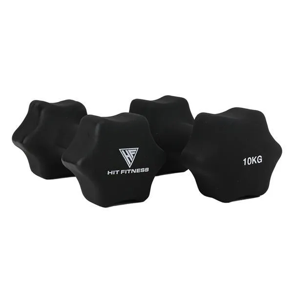 Hit Fitness Neoprene Studio Dumbbells | 10kg Pair, Sit Ups,Push Ups