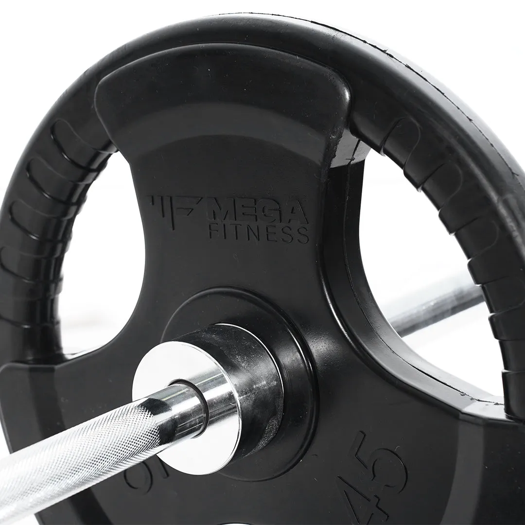 Mega Fitness - Rubber Olympic 300lbs Plate Set, Quiet elliptical for apartment, Power rack squat rack