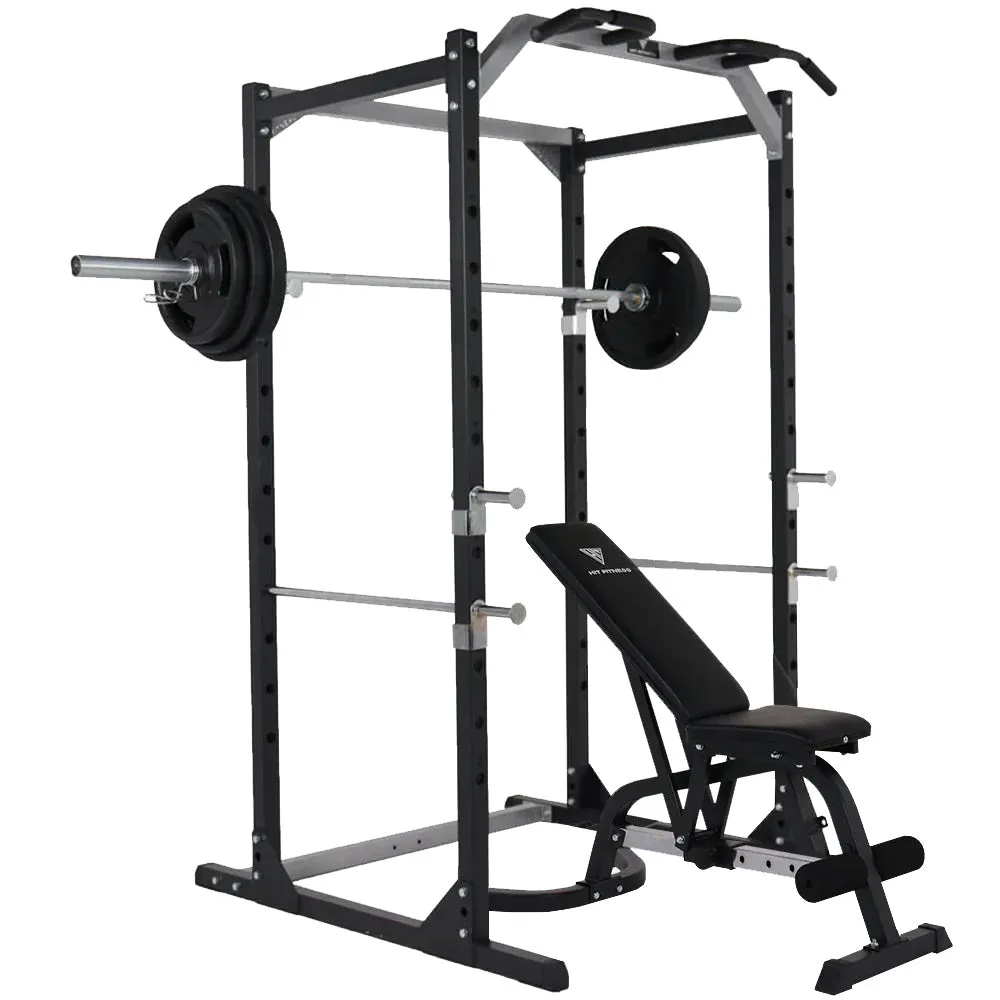 Hit Fitness Athletic Pack 120kg | Rack - Bench - Radial Plates, Wrist weights