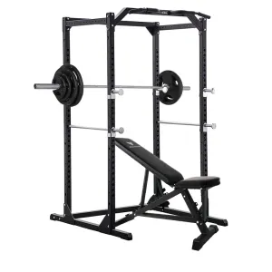 Youll Love This Hit Fitness Athletic Pack 120kg | Rack - Bench - Radial Plates Must-Have, Kettlebell set, Resistance Bands, Spin bike with monitor
