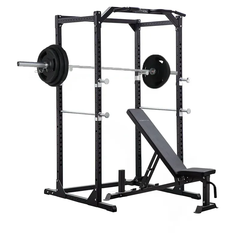 Hit Fitness Athletic Pack 120kg | Rack - Bench - Radial Plates, Resistance Bands, Yoga strap with buckle, Pull up Bars