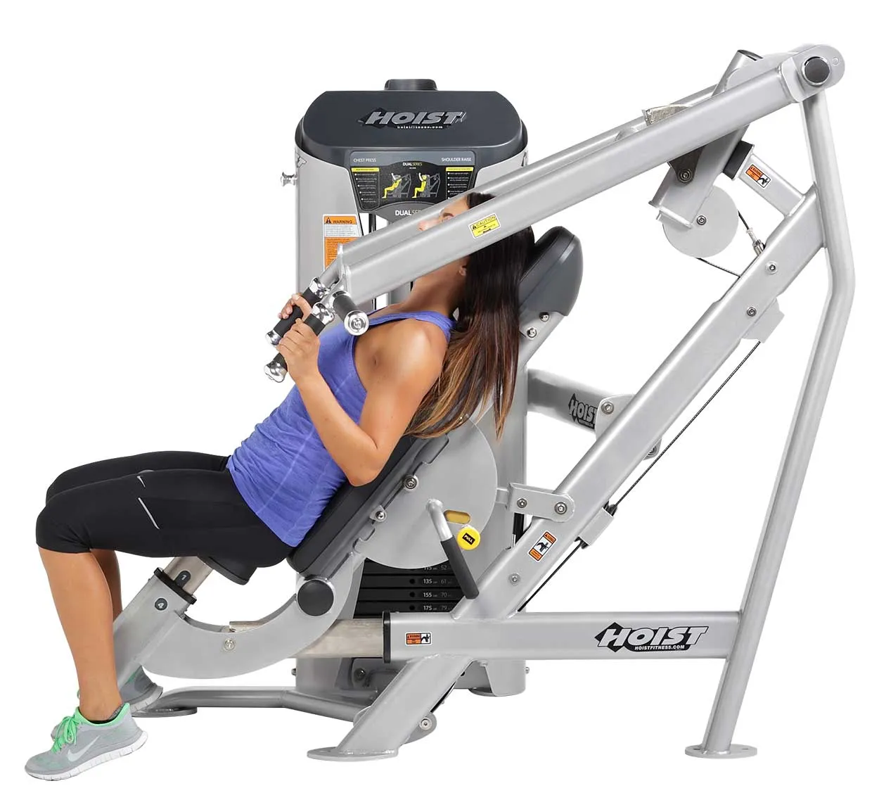 Hoist Chest/Shoulder Press, Hyrox, Recycled rubber gym flooring, Compression leg sleeves
