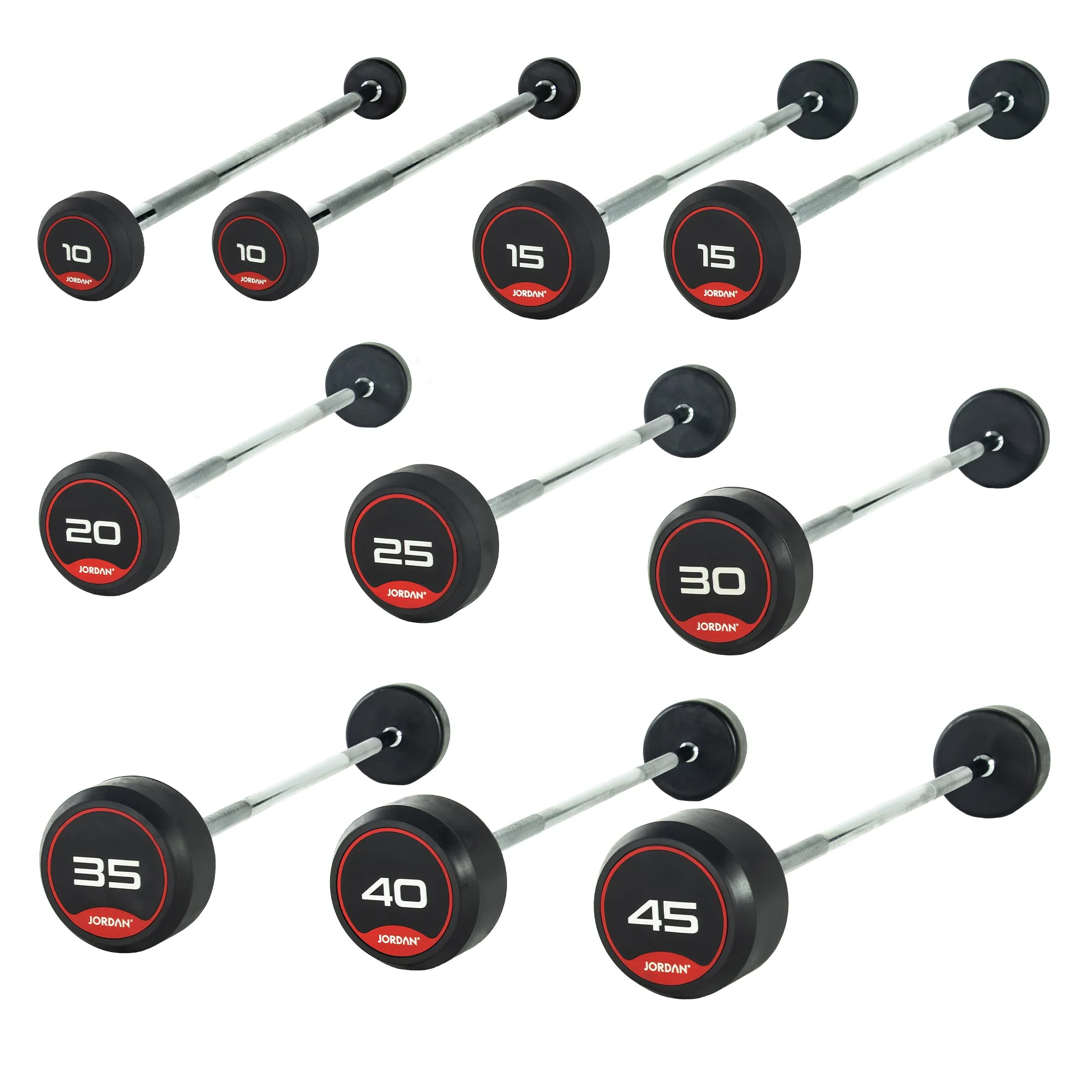 Youll Love This Jordan Rubber Barbell Set 10-45kg Solid Ends with Straight Bars Deal of the Day, Rogue Fitness squat rack