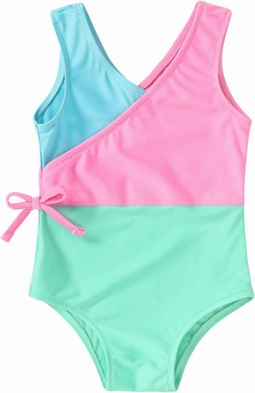 YOUNGER TREE Toddler Girl One Piece Swimsuit Color Block Stripe Swimwear Summer Beach Bathing Suit 12M-5T
