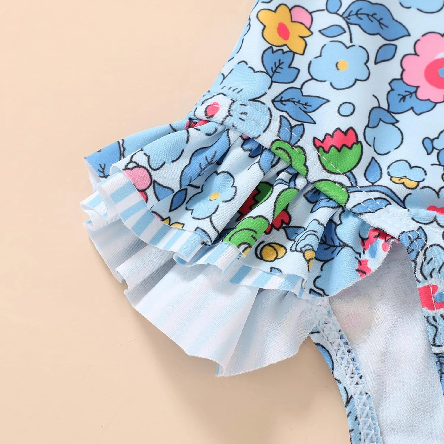 YOUNGER TREE Toddler Swimsuit Girl Color Block Stripe One-Piece Swimwear Baby Girl Bathing Suits