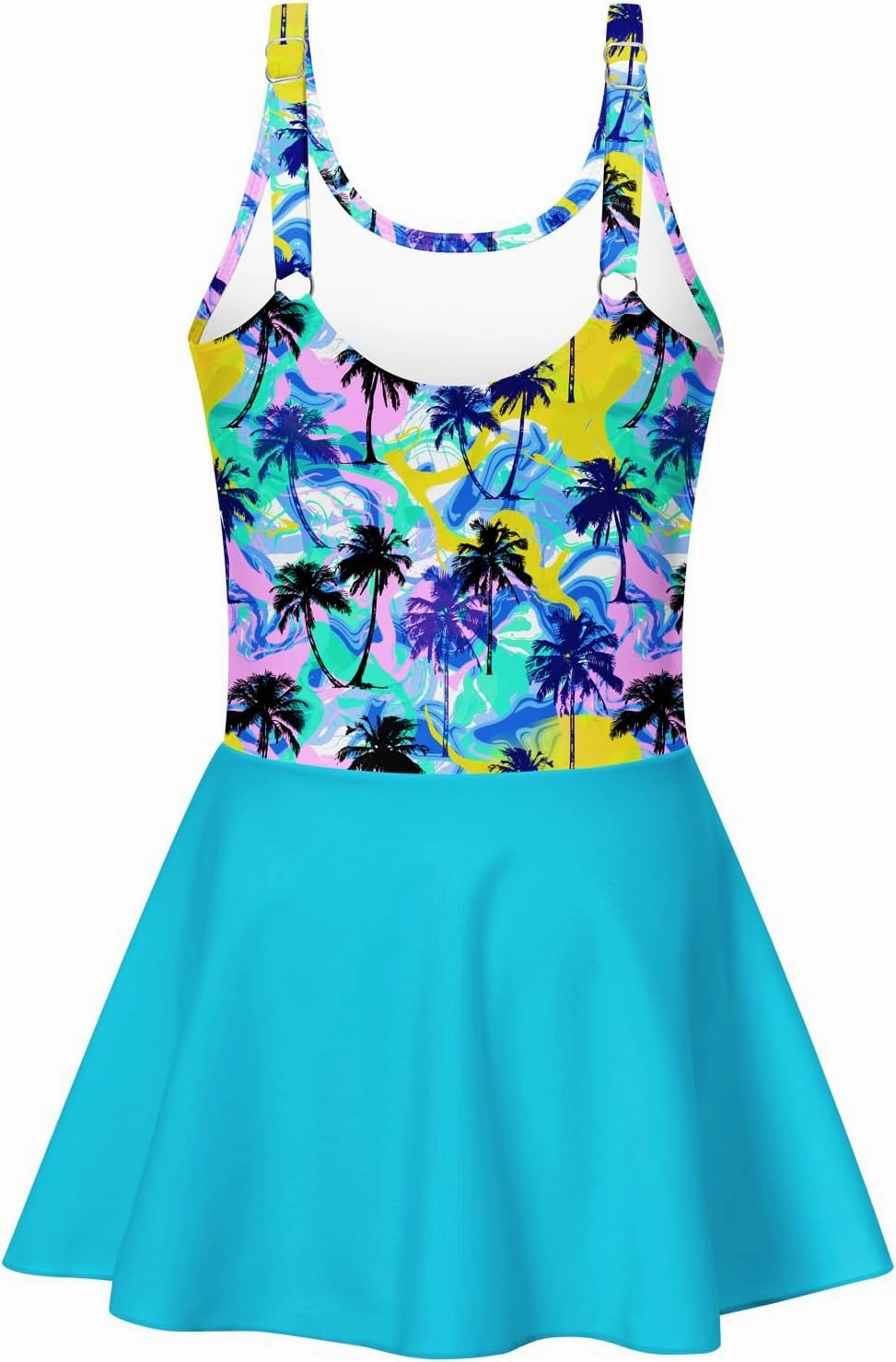 Yousie Girls Swimsuit One Piece Tropical Kids Bathing Suit Swimwear Adjustable Swim Dress 5-9 Years