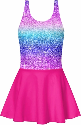 Yousie Girls Swimsuit One Piece Tropical Kids Bathing Suit Swimwear Adjustable Swim Dress 5-9 Years