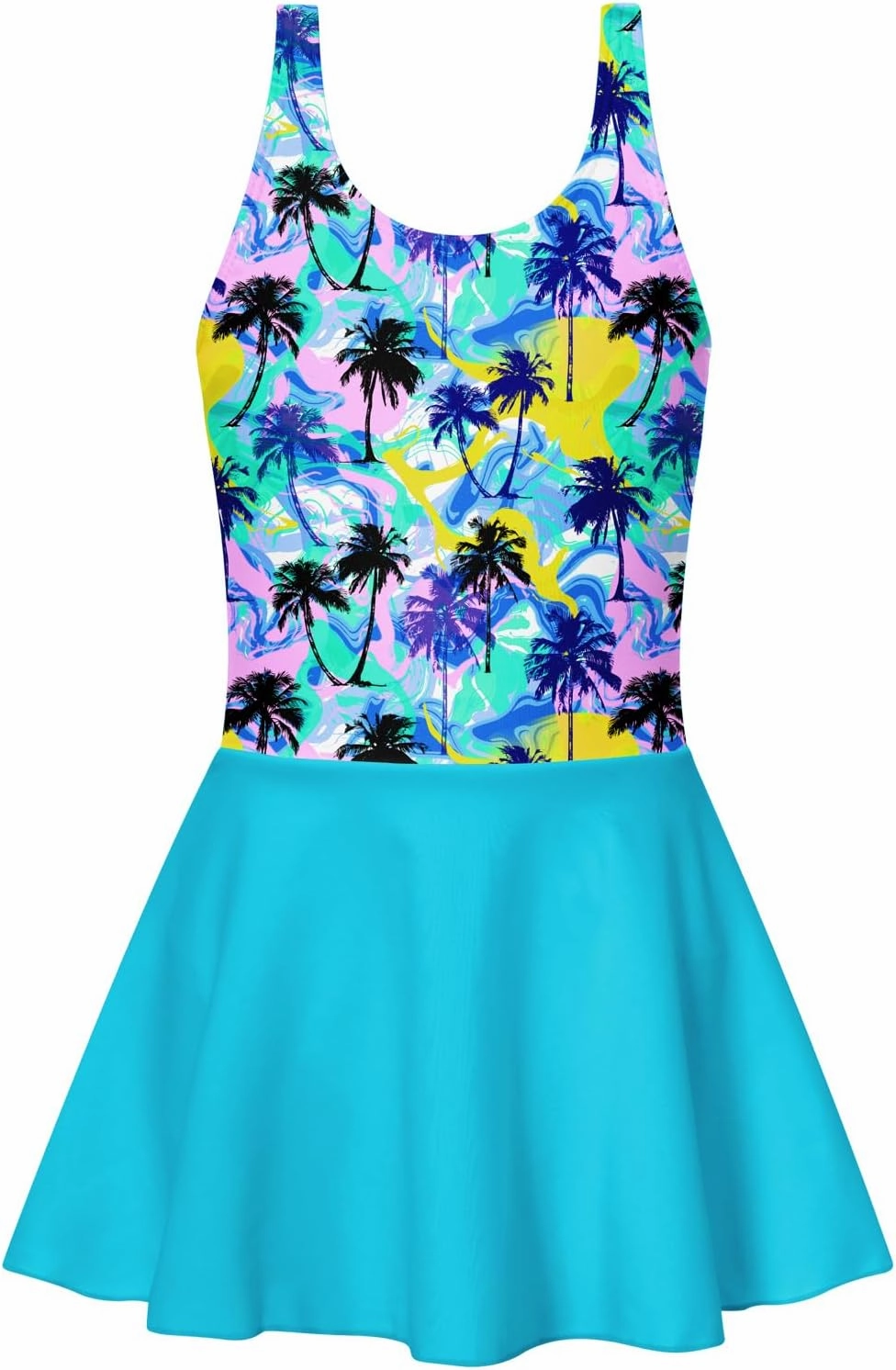 Yousie Girls Swimsuit One Piece Tropical Kids Bathing Suit Swimwear Adjustable Swim Dress 5-9 Years