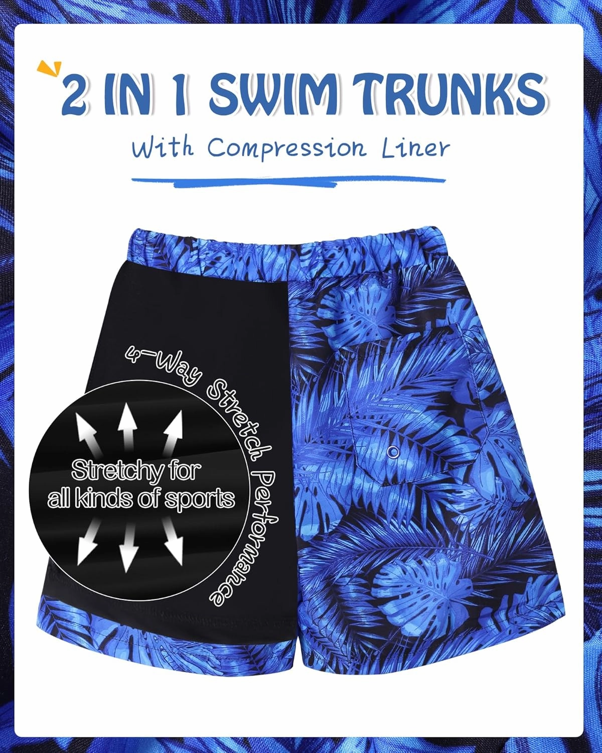 Youth Boys Swim Trunks with Compression Liner Swim Shorts Quick Dry Swimming Trunks Teen Kids Swimsuit Board Shorts