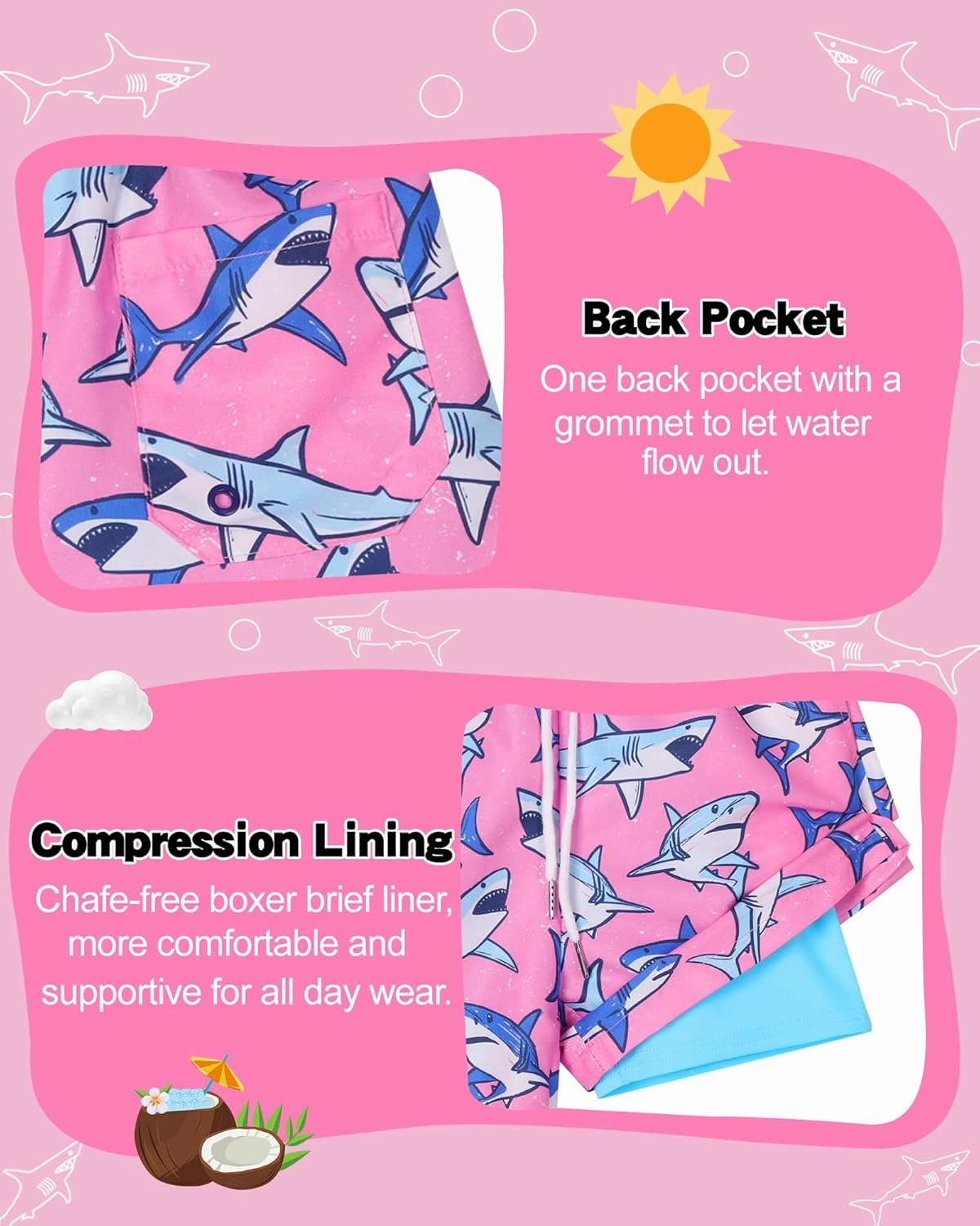 Youth Boys Swim Trunks with Compression Liner Swim Shorts Quick Dry Swimming Trunks Teen Kids Swimsuit Board Shorts