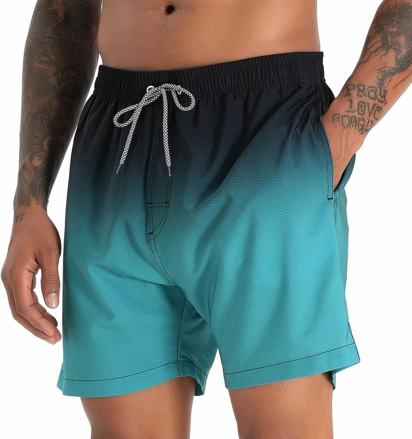 zeetoo Mens Swim Trunks with Compression Liner 5.5" Inseam Swim Shorts Quick Dry Shorts