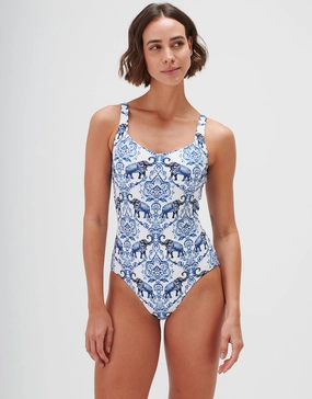 Zuri Square Neck Swimsuit - Porcelain