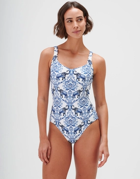 Zuri Square Neck Swimsuit - Porcelain